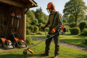 Freischneider im Einsatz im Garten | FGK GmbH Eifel